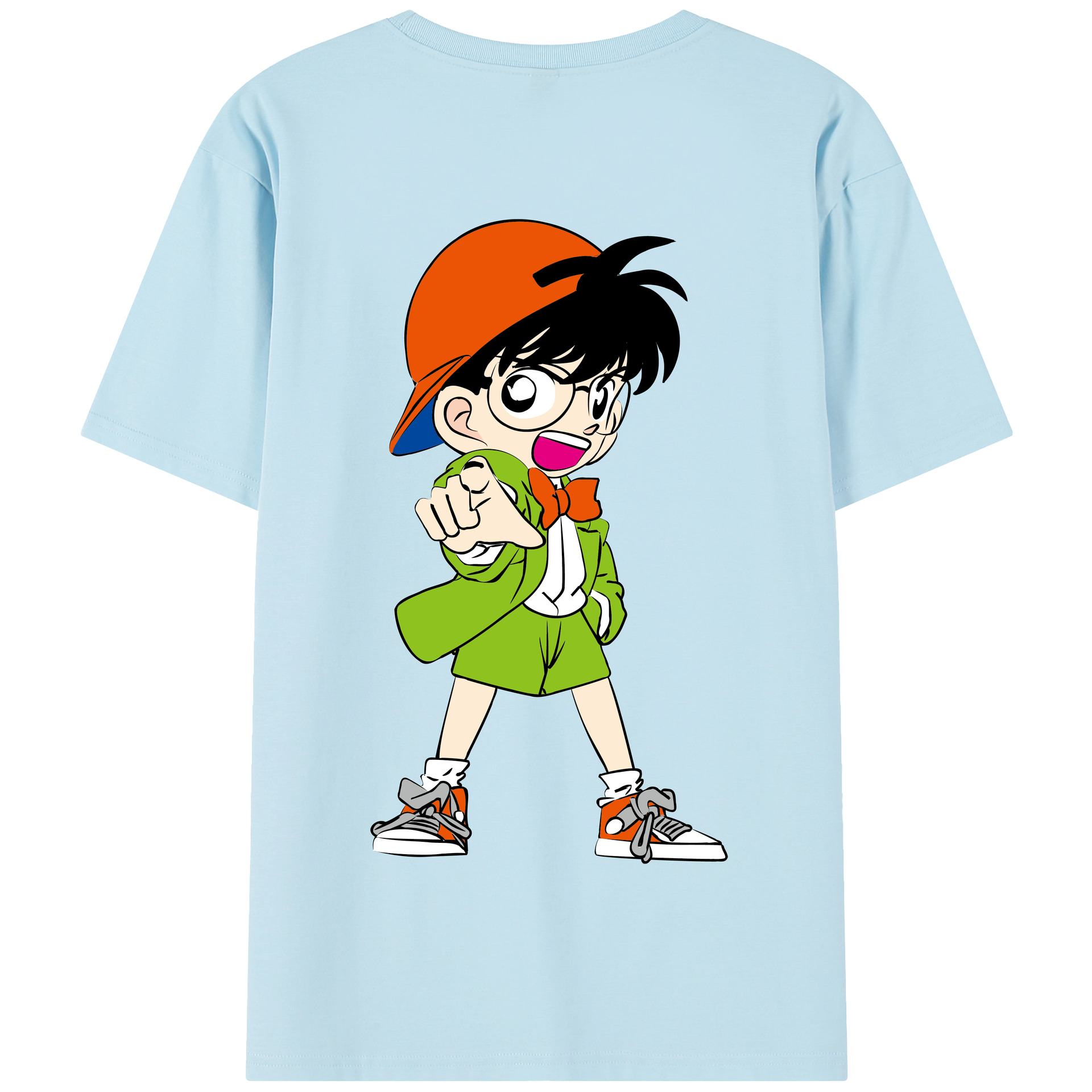（画像用） 名探偵コナン 江戸川 コナン Detective Conan Conan Edogawa 綿100％半袖Tシャツ（背面プリント）